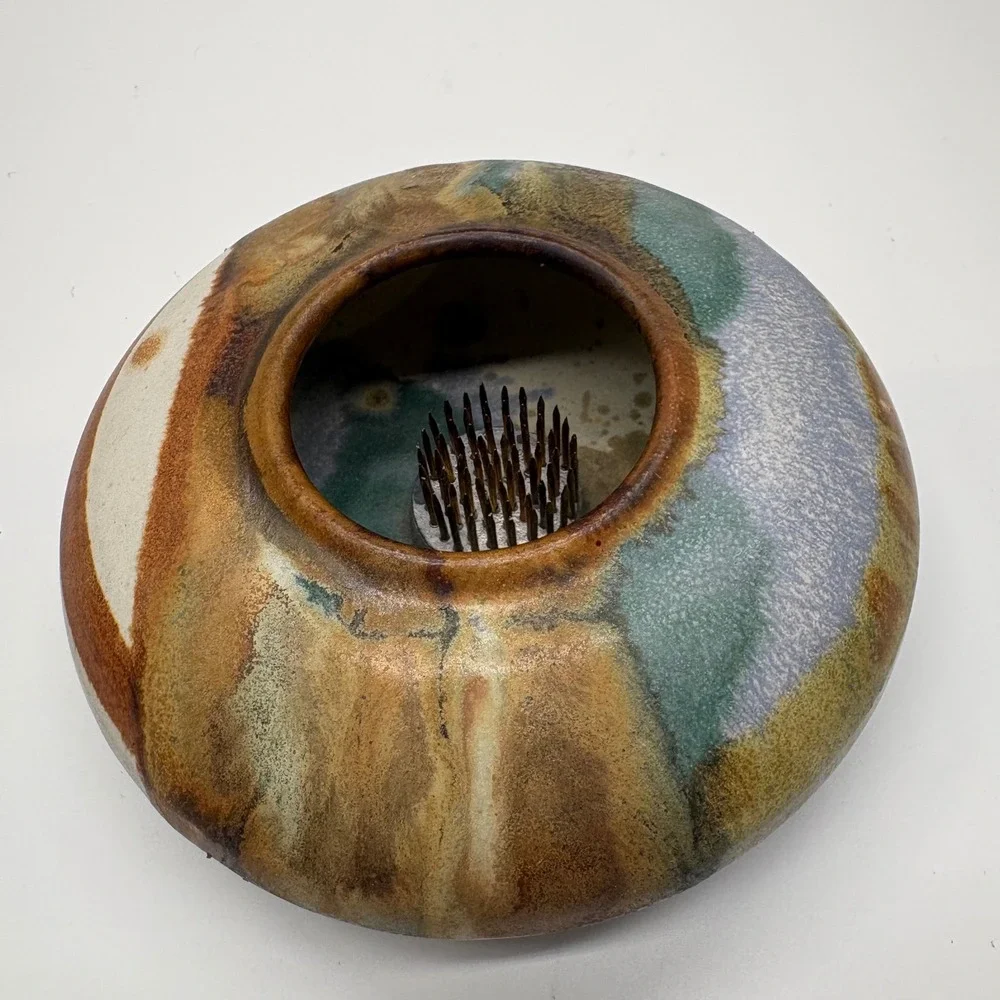 Colby Art Pottery Signed Frog Flower Vase Earth Tone Glaze